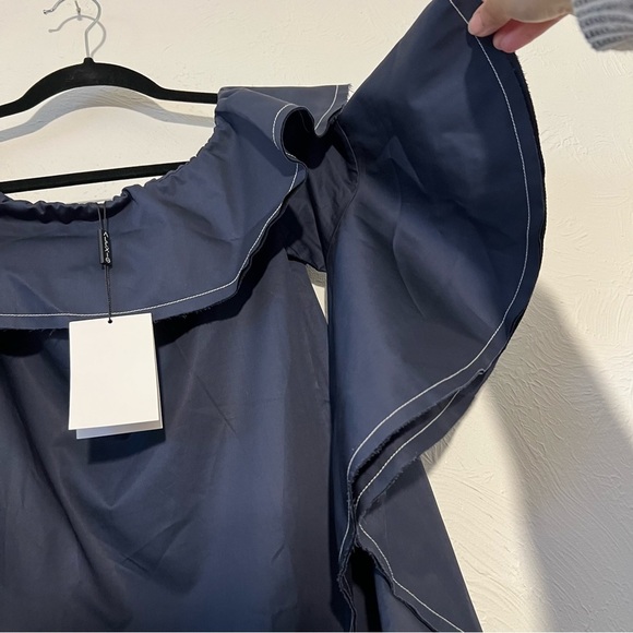 Alexis Rachel Off-the-Shoulder Ruffle Mini Dress Navy Blue NWT S - Picture 7 of 14